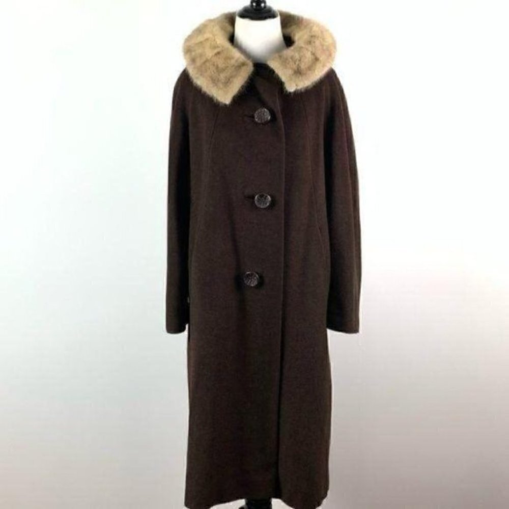 Vtg Miller Bro Co coat wool union made fur collar